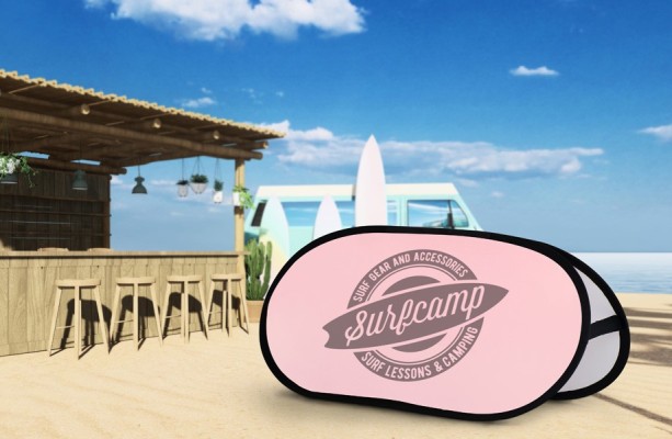 Banner da spiaggia pop-out, sistema incl. stampa Banner da spiaggia pop-out, sistema incl. stampa